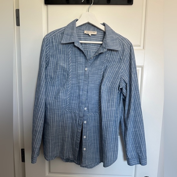 Jones New York Women's Striped Button Down Shirt - Blue and White - Picture 1 of 4